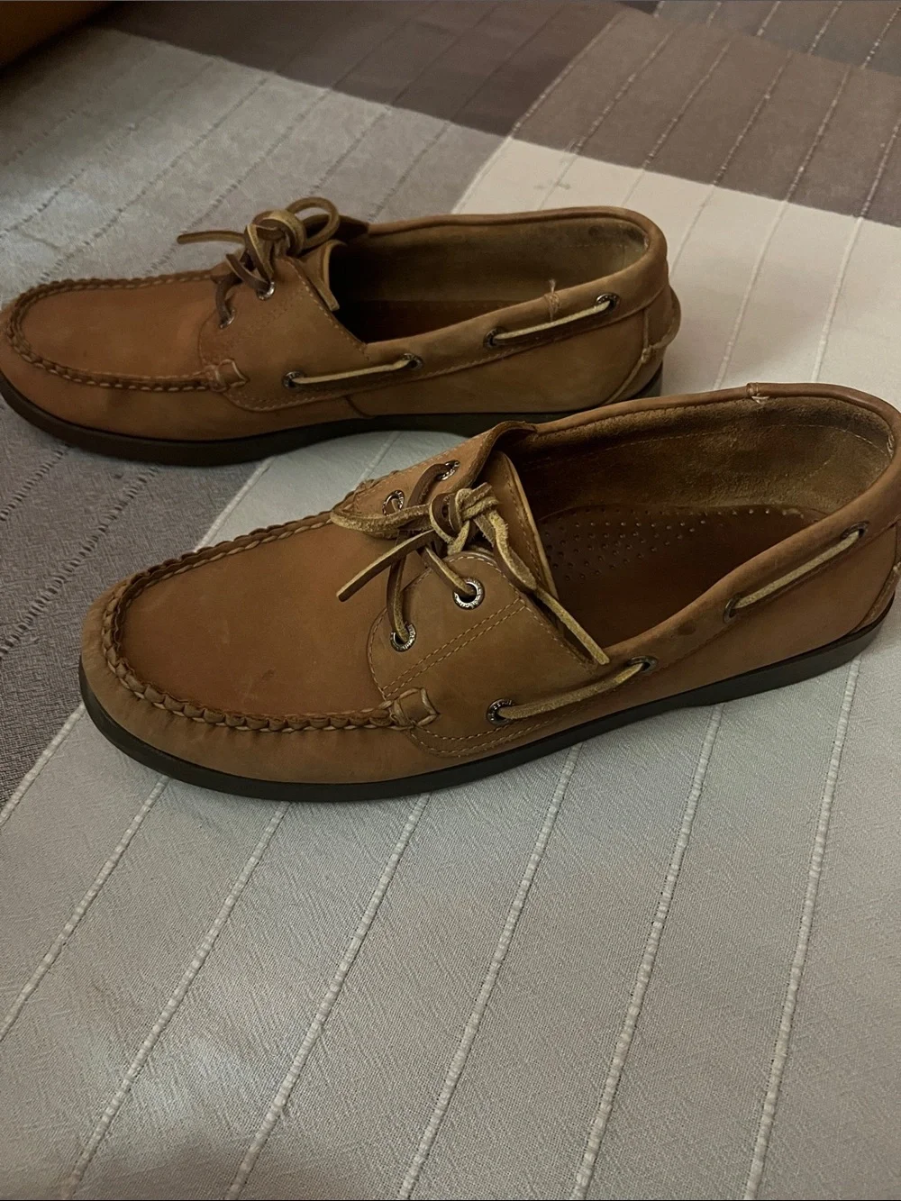 LL Bean Leather Boat Shoes 12 EXTRA WIDE